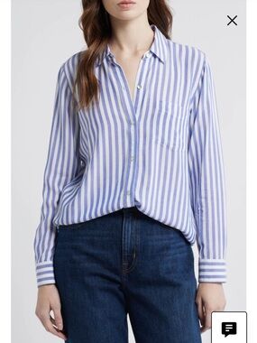 Rails Blue & White Wren Striped Top